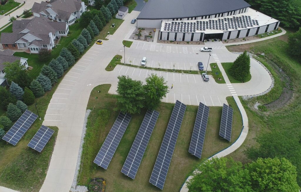 The home of the UU Society of Iowa City/Coralville, the greenest church in Iowa, demonstrates commitment to environmental sustainability. It is a net zero building that averages zero energy drawn from the grid annually.